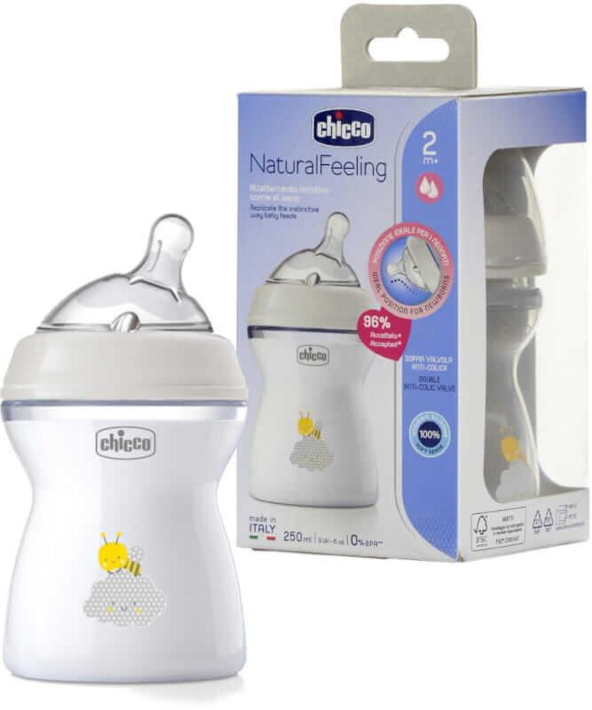 Chicco Natural Feeling Silikon Emzikli PP Biberon Desenli 150 ml 0+ Ay Yeni