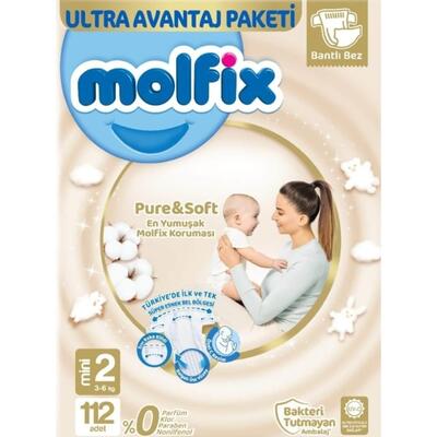 Molfix Pure&Soft Bebek Bezi 2 Beden Mini 3-6 Kg 112li Ultra Avantaj Paketi