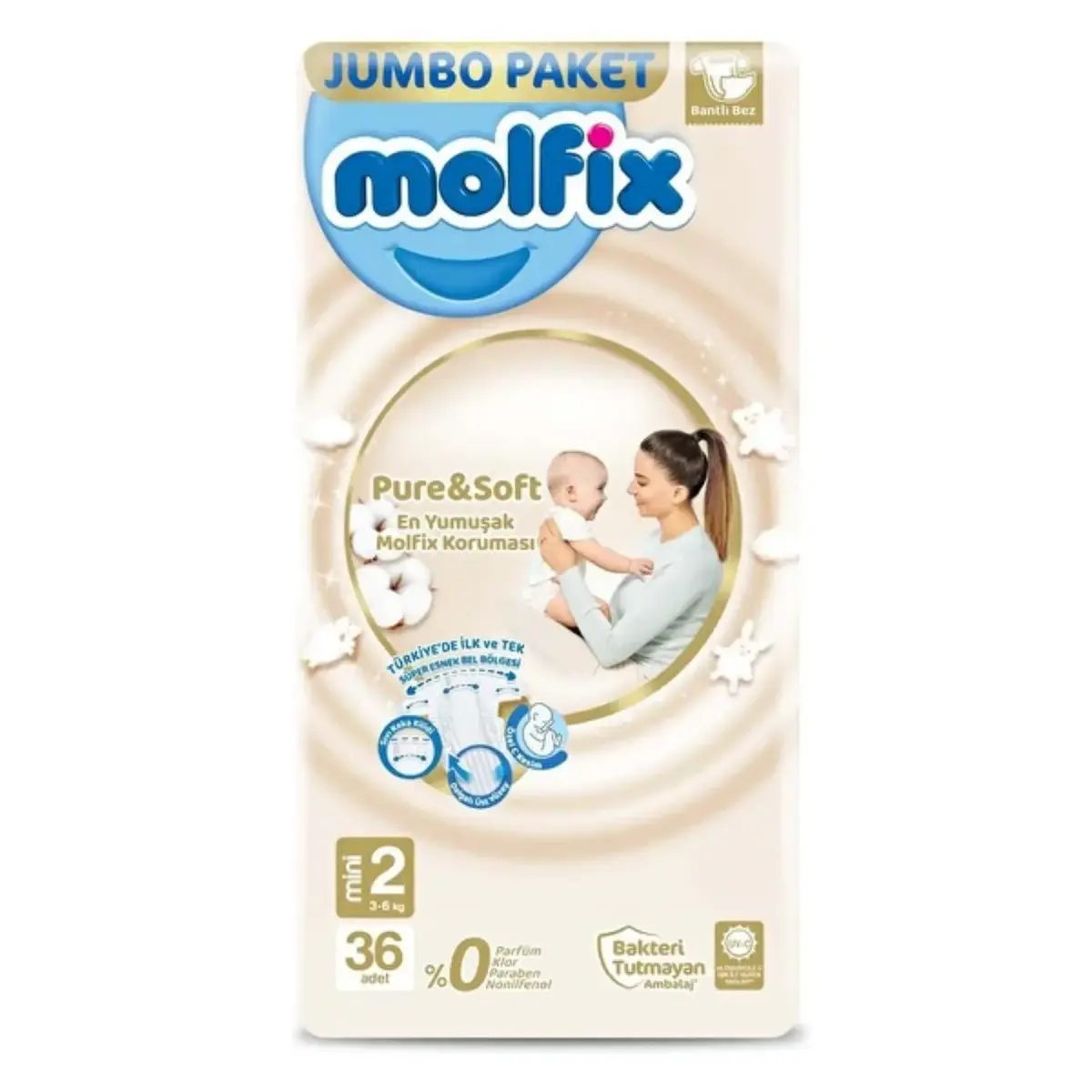 Molfix Pure&Soft Bebek Bezi 2 Beden Mini 36lı Fırsat Paket