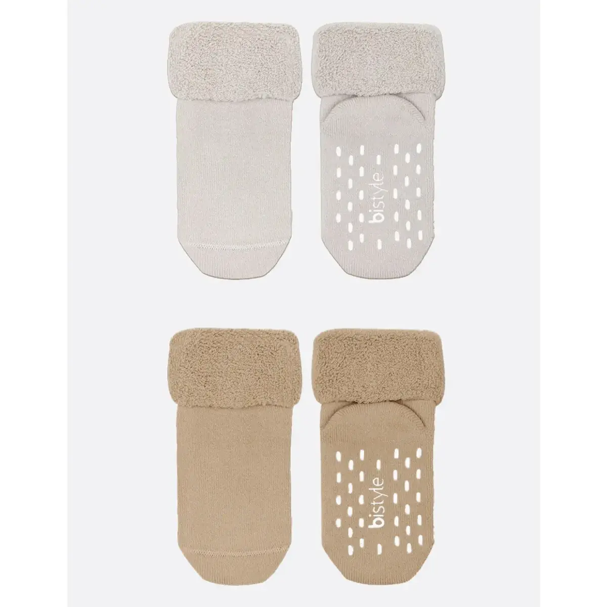 Bistyle Çorap Soket Havlu 2li Kaymaz Basic Girl Natural - Bej