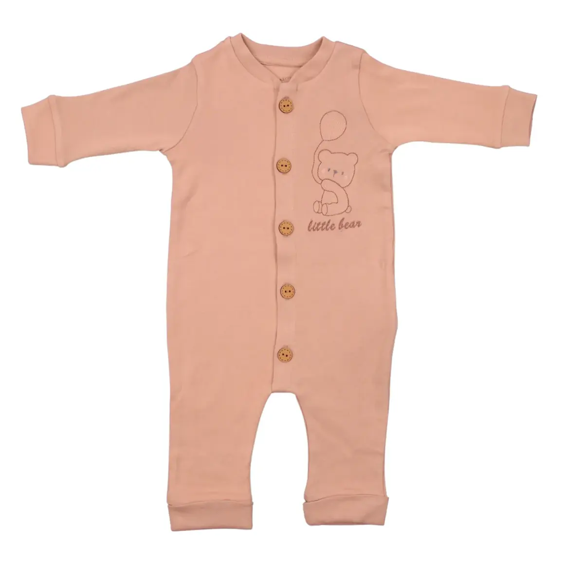 Mini Damla Tulum Düğmeli Penye Kahverengi Mini Damla Tulum Düğmeli Penye Kahverengi