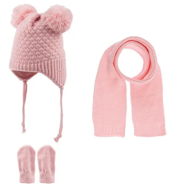 Kitti Atkı Bere Eldiven Takım Gül Pembe