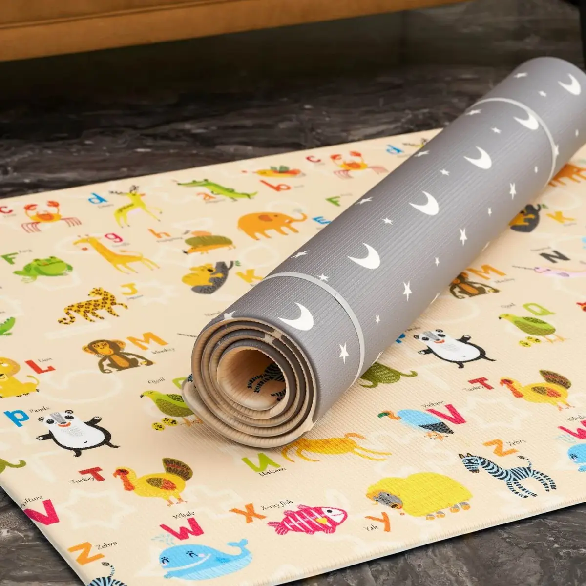 Tummymat Fun Alphabet Gray Stars Oyun Matı 15mm 200x140 cm