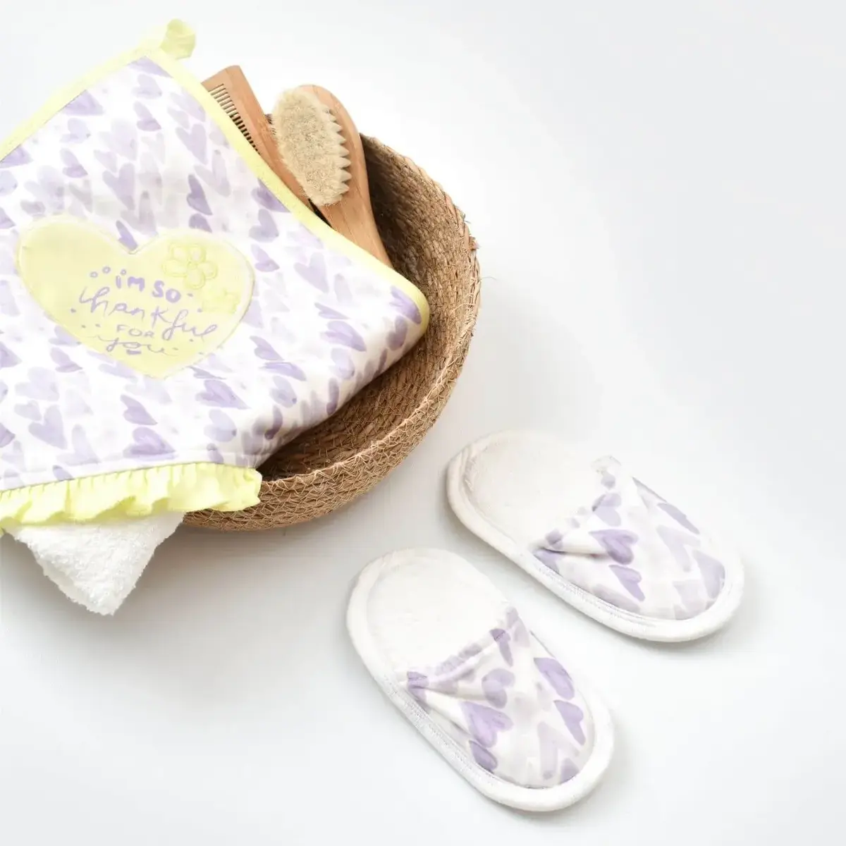 Bibaby Organik Havlu Takımı Love You Baby Yellow Lavender