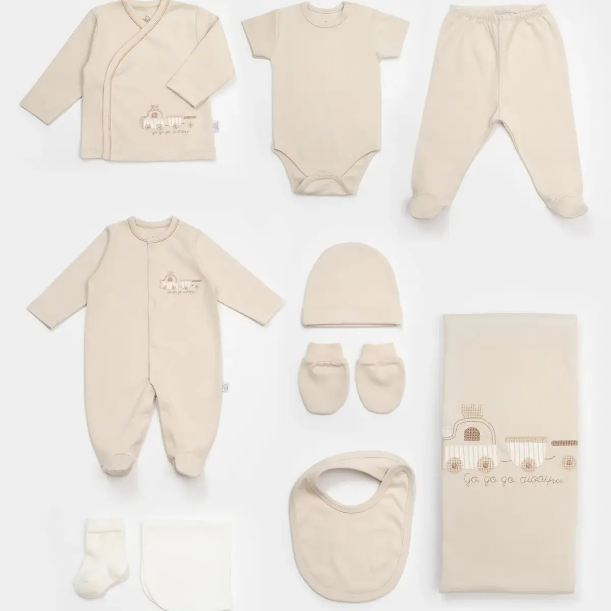 Bibaby Hastane Çıkışı 10lu Bimini Canvas Trains Boy Latte