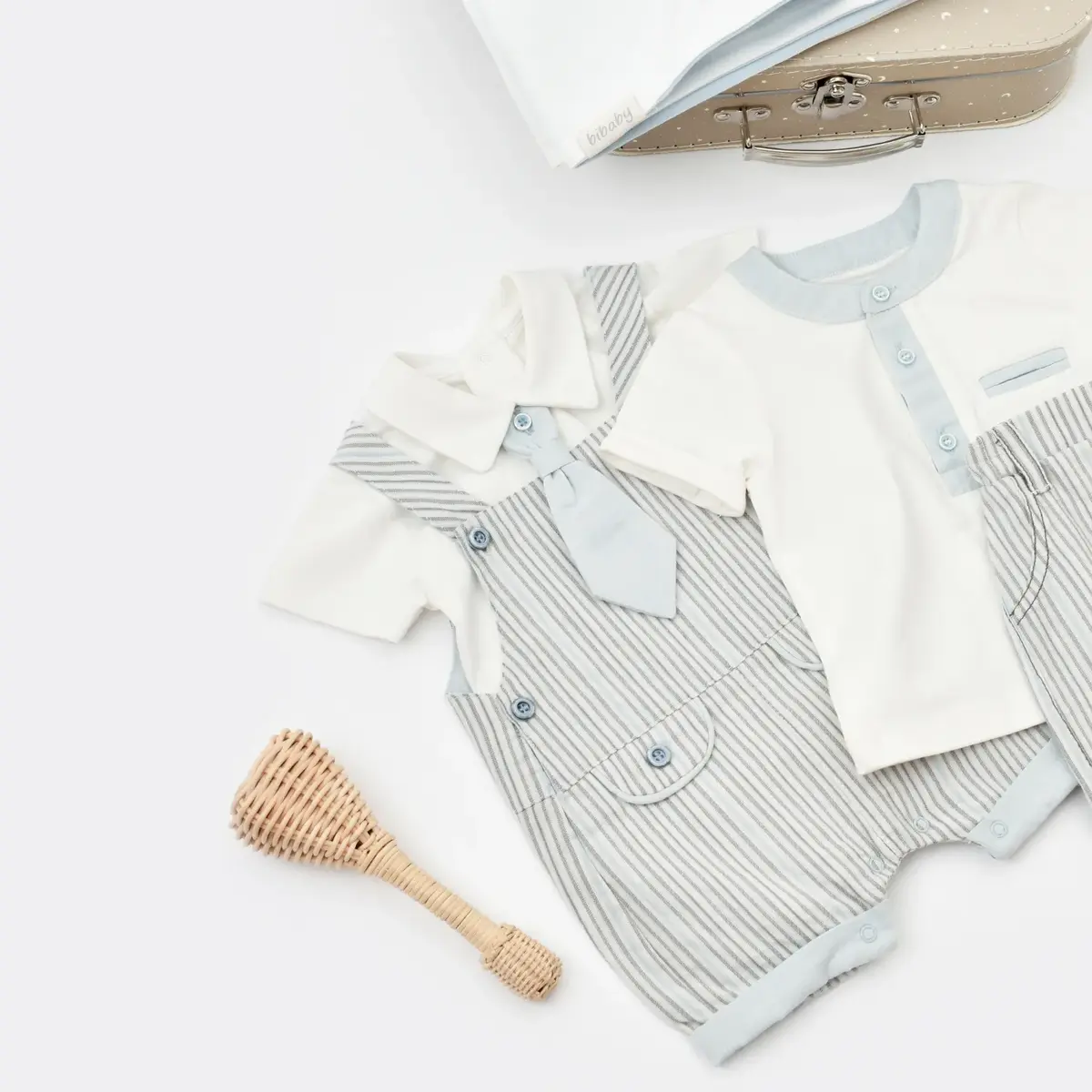 Bibaby 2li Takım Şapkalı Azur Mavi