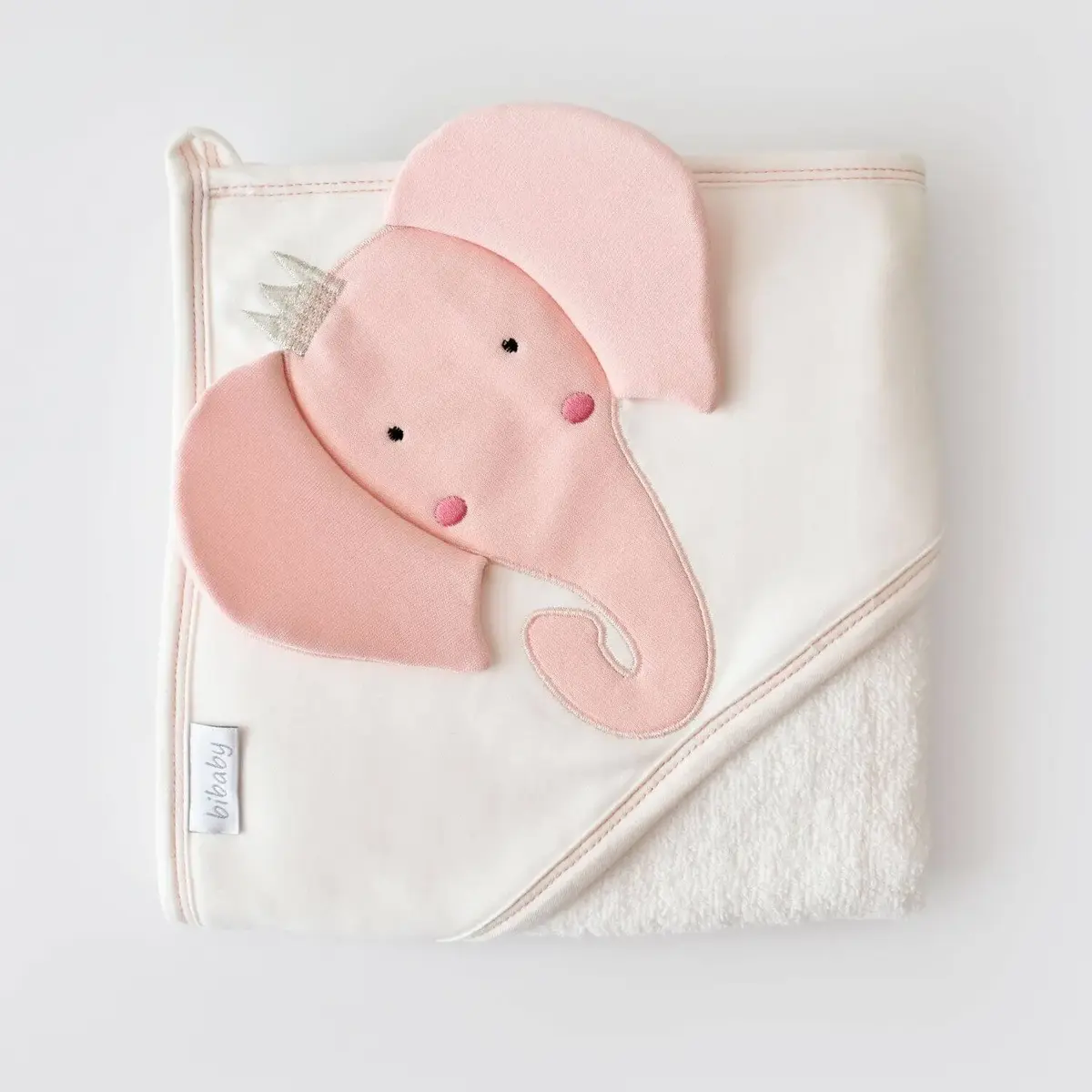 Bibaby Havlu Princess Elephant Ekru - Pembe