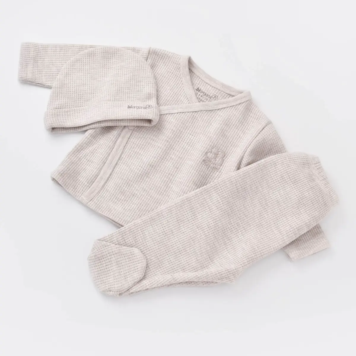 Bibaby Organik Zıbın Takımı 3lü Nature In Waffle Kahve Melanj