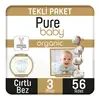Pure Baby Pamuk Bebek Bezi 3 Beden Midi 56lı Jumbo Paket