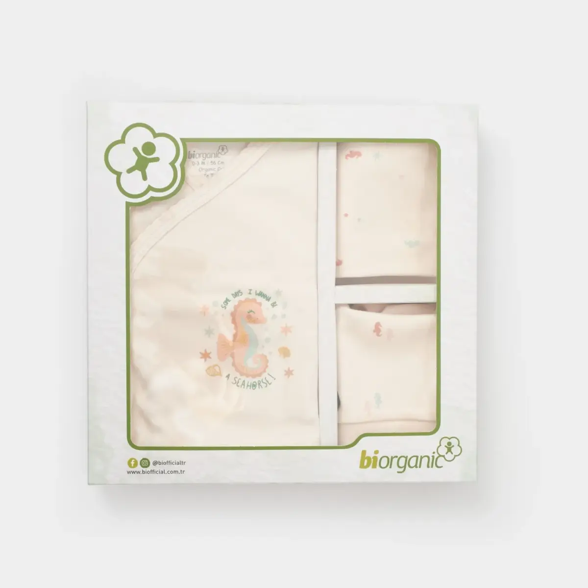 Bibaby Organik Hastane Çıkışı 5li Save The Seahorse Bej - Mint
