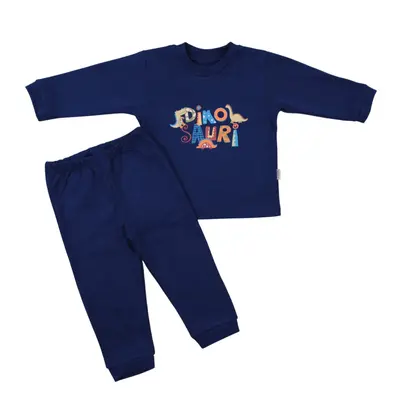 Mini Damla Pijama Takımı Dinazorlu Saks