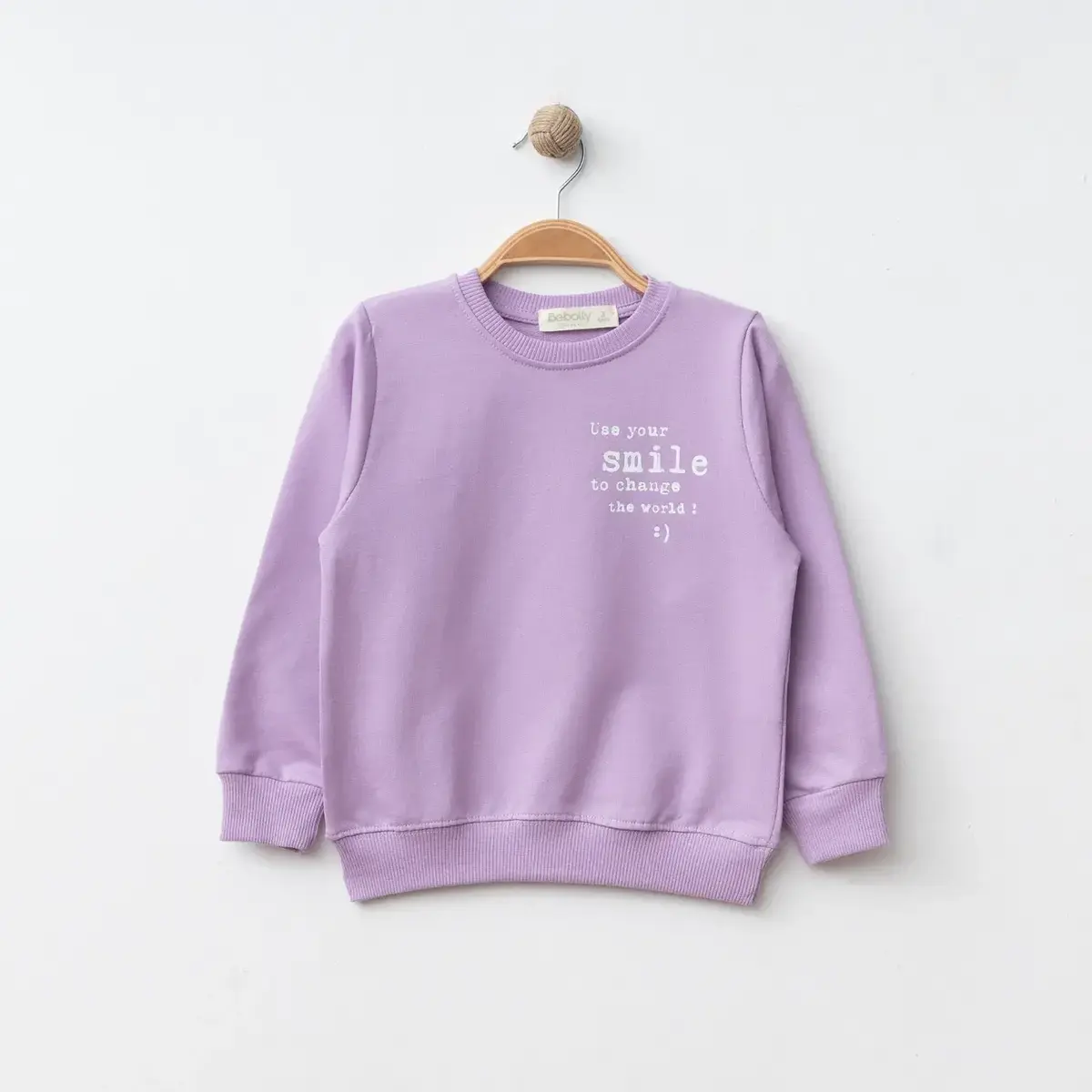 Bebolly Sweatshirt Smile Baskılı Lila