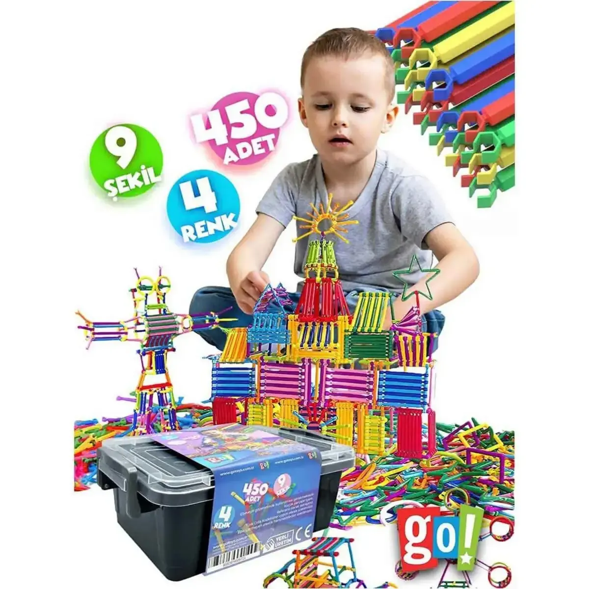 Eğitici Geometrik Şekil Ve Çubuklar  450 Prç.