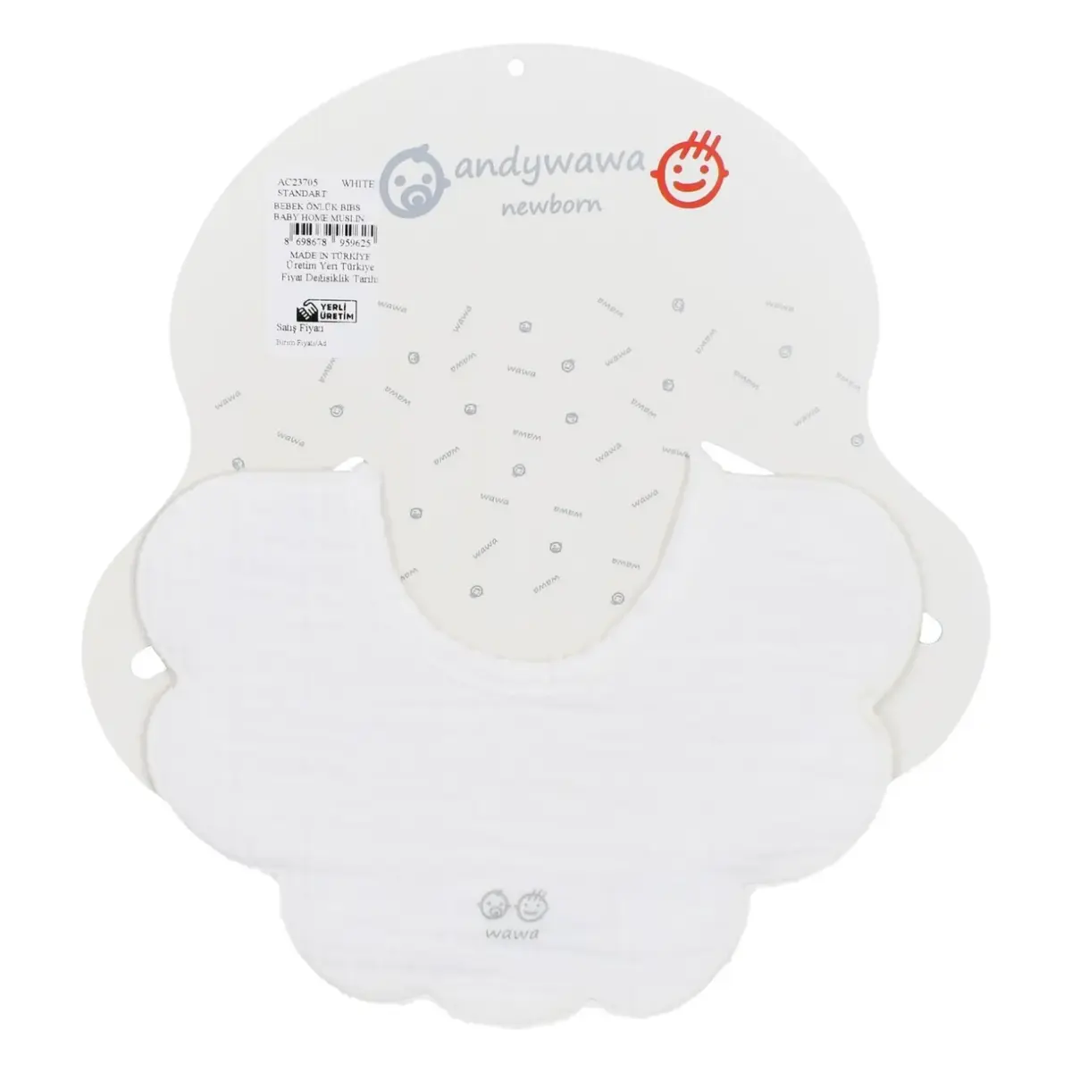 Andy Wawa Önlük Müslin Baby Home Beyaz