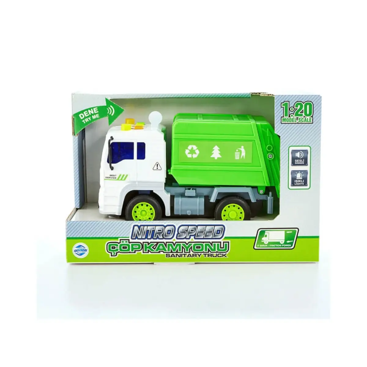 Nitro Speed Çöp Kamyonu Sesli ve Işıklı 1/20