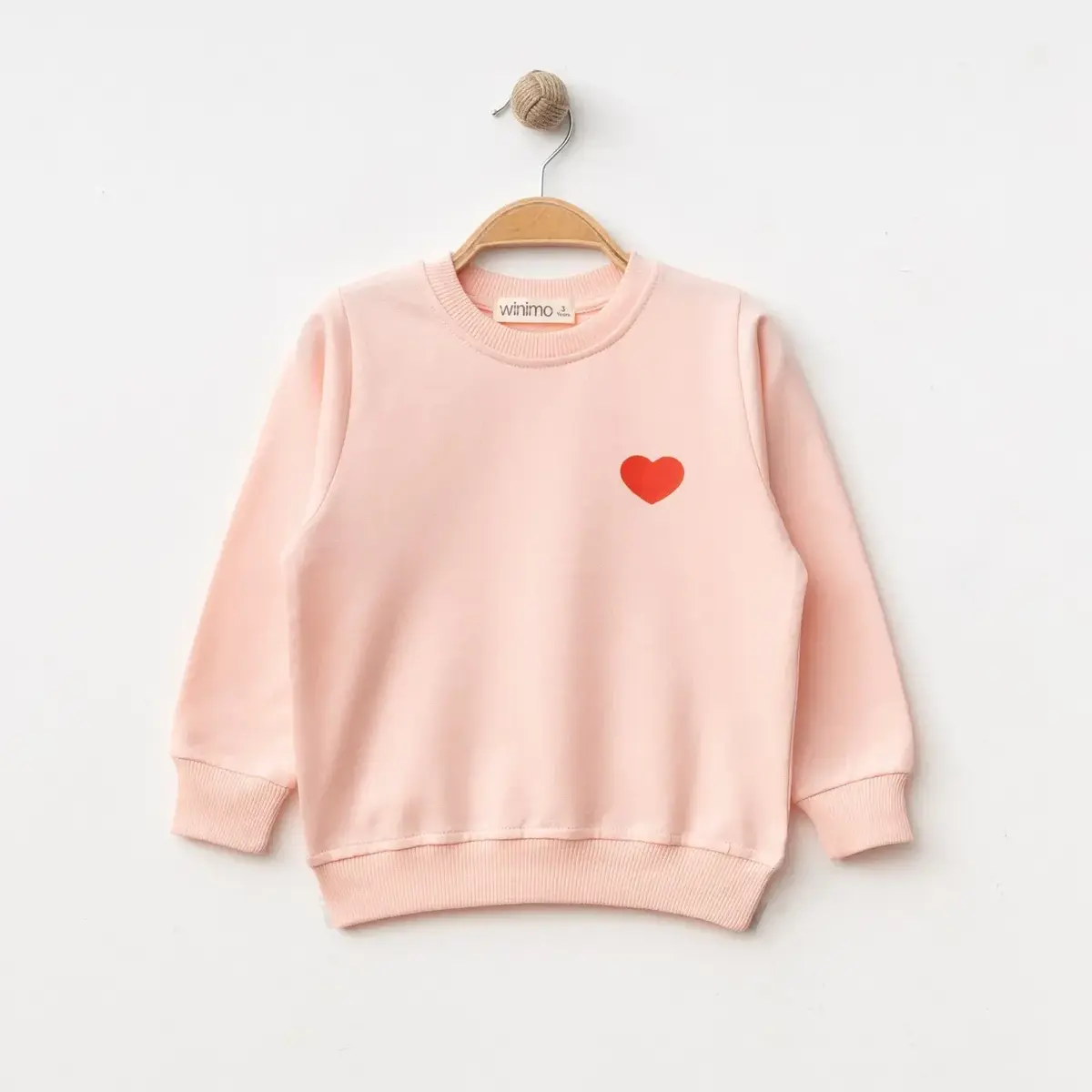 Winimo Sweatshirt Kalp Baskılı Pudra