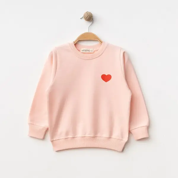 Winimo Sweatshirt Kalp Baskılı Pudra