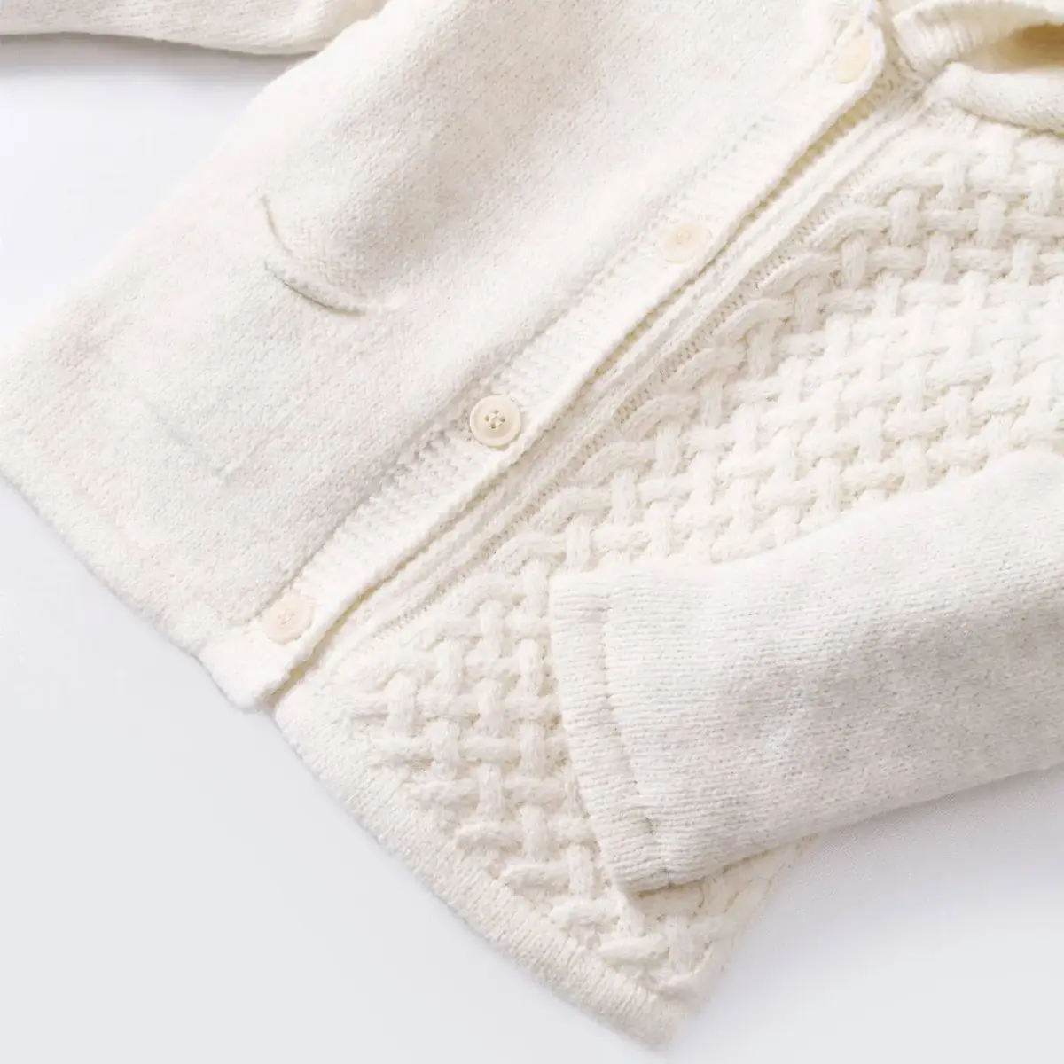 Bibaby Hırka Triko Cepli Welsoftlu Ekru
