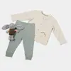 Bibaby Organik Pijama Takımı Cool Lines Bunny Bej - Hardal