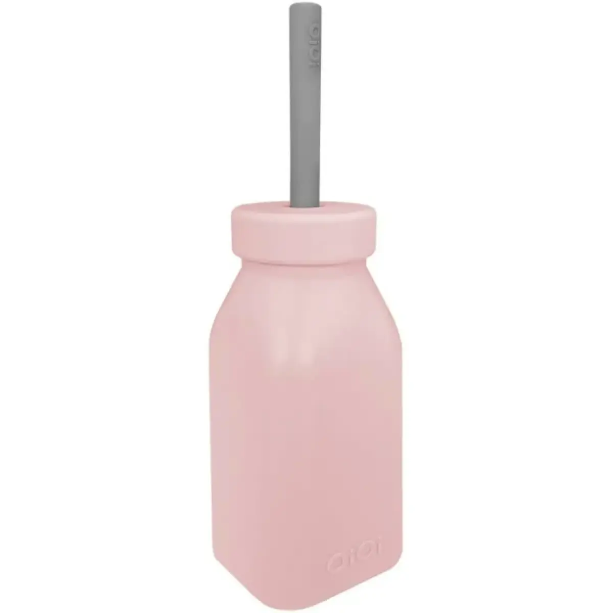 Oioi Silikon Şişe + Pipet 6+ Ay Pinky Pink - Powder Grey
