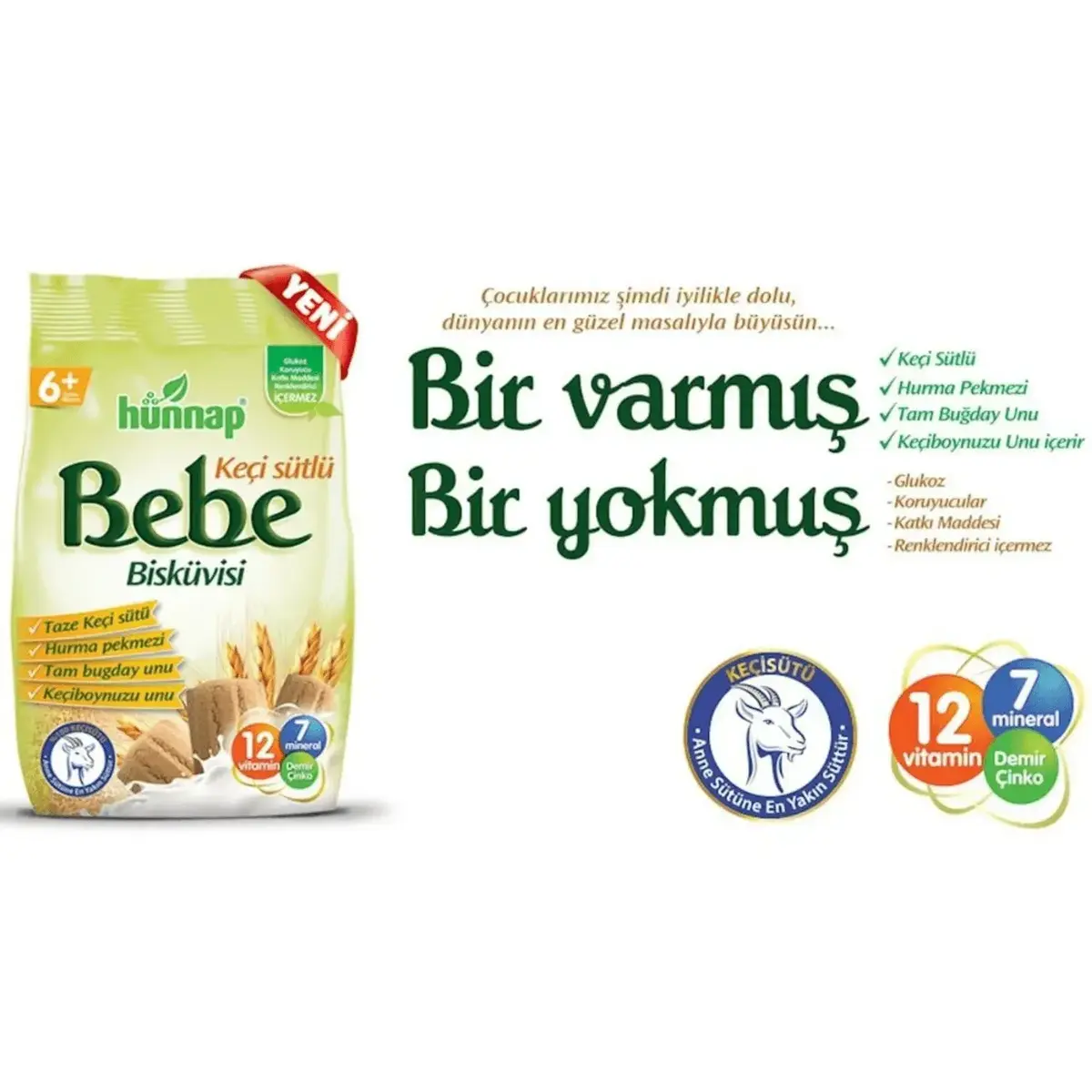 Hünnap Keçi Sütlü Bebek Bisküvisi 400 gr x3