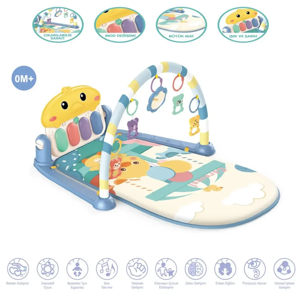 Piyanolu Ördek Gökkuşağı Bebek Oyun Halısı