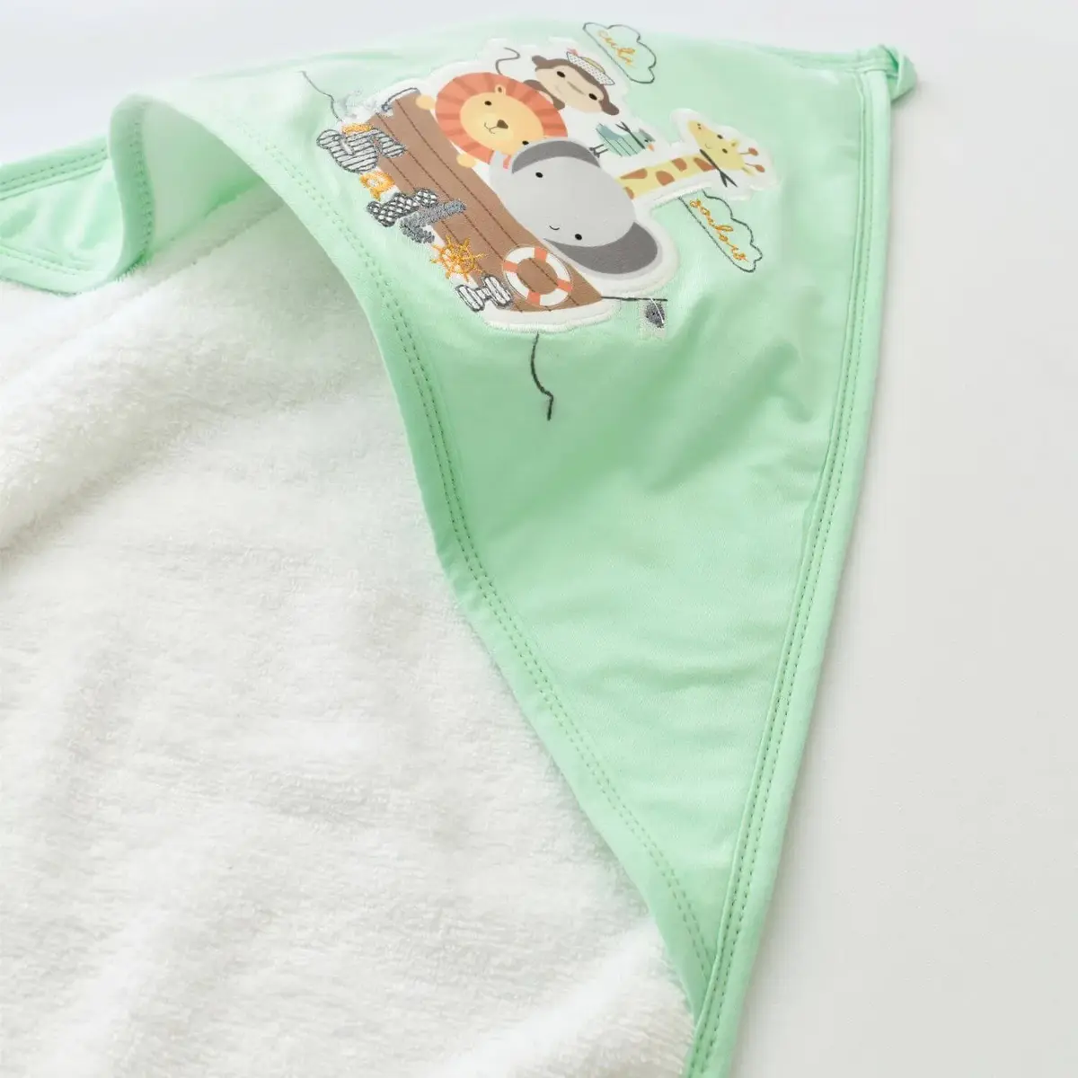 Bibaby Havlu Animals On Board Ekru - Yeşil