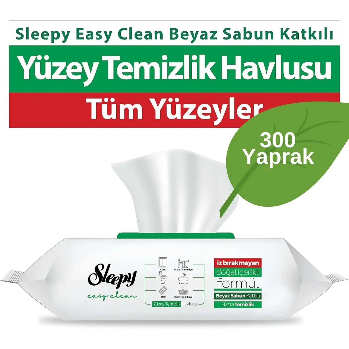 Sleepy Yüzey Temizlik Havlusu Beyaz Sabun 100lü x3