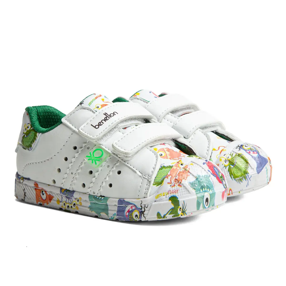 Benetton Ayakkabı Spor Suni Deri Beyaz - Yeşil Benetton Ayakkabı Spor Suni Deri Beyaz - Yeşil