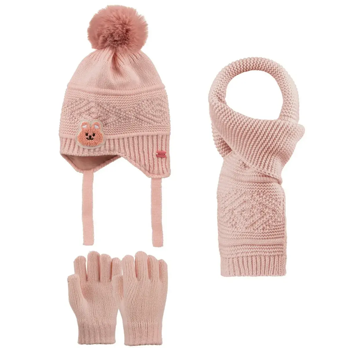 Kitti Eldiven Atkı Bere Takım 1-4 Yaş Açık Pembe Asortili