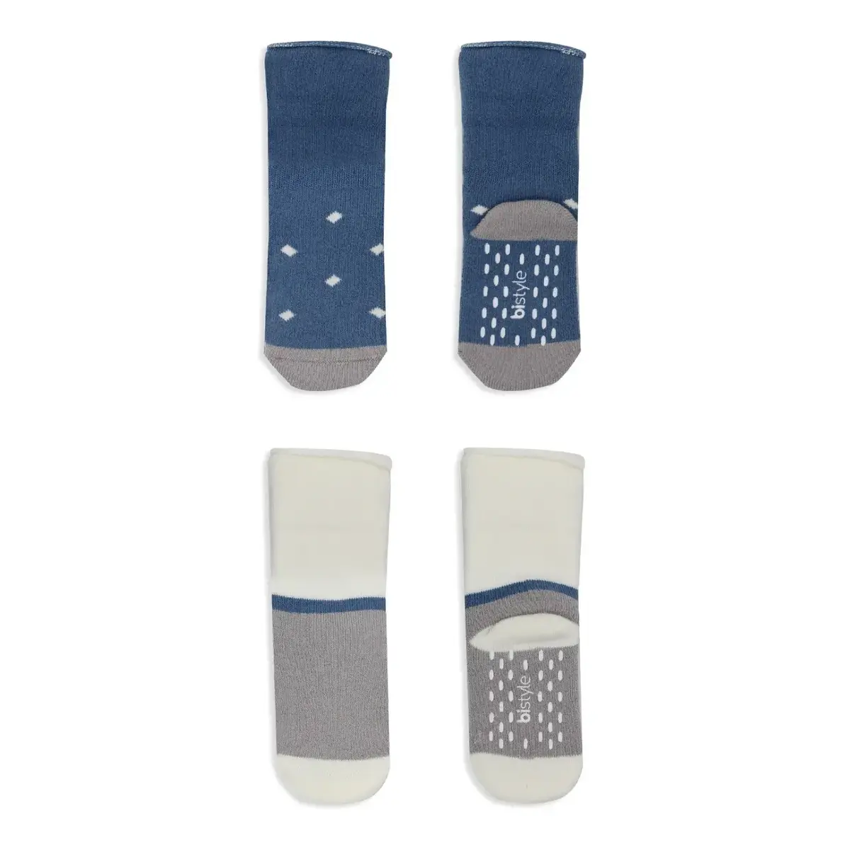Bistyle Çorap Soket Havlu 2li Kaymaz Point Boy İndigo - Gri