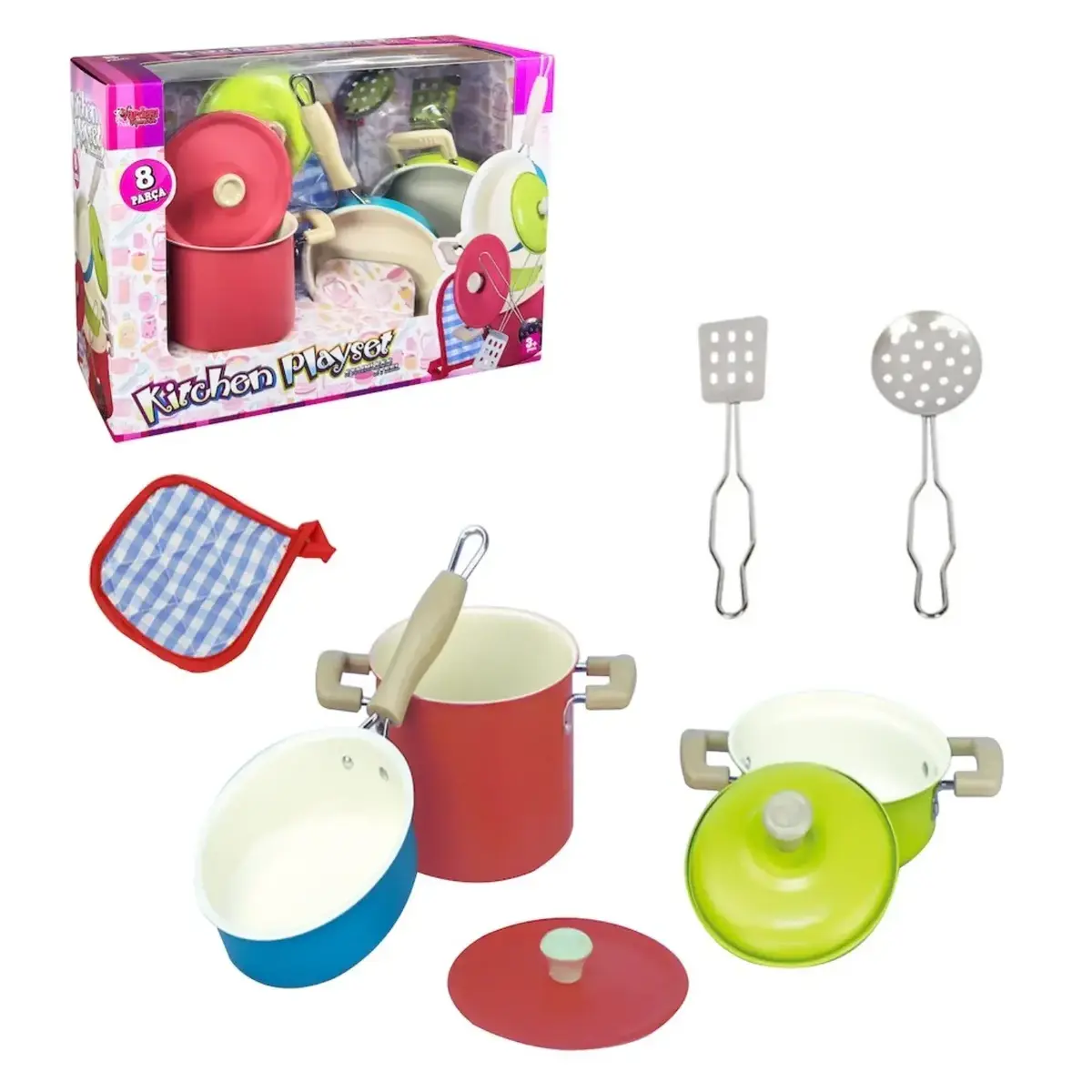 Vardem Renkli Emaye Tencere Tava Seti 8 Parça