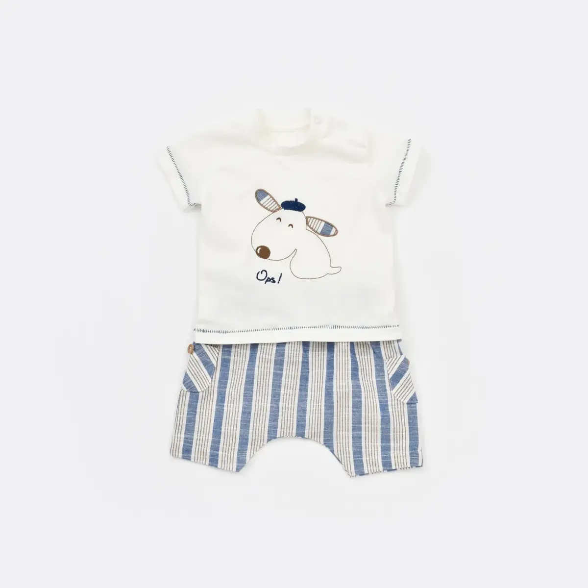 Bibaby 2li Takım Şortlu Stripe Sytle Lacivert - Bej
