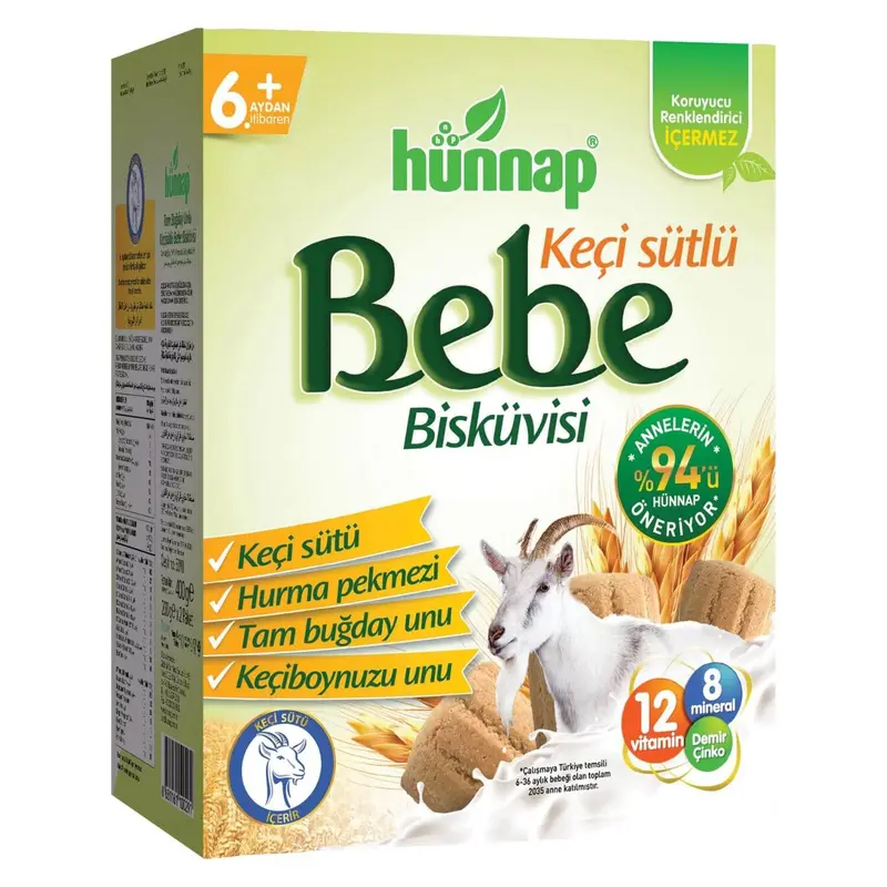 Hünnap Keçi Sütlü Bebek Bisküvisi 400 gr