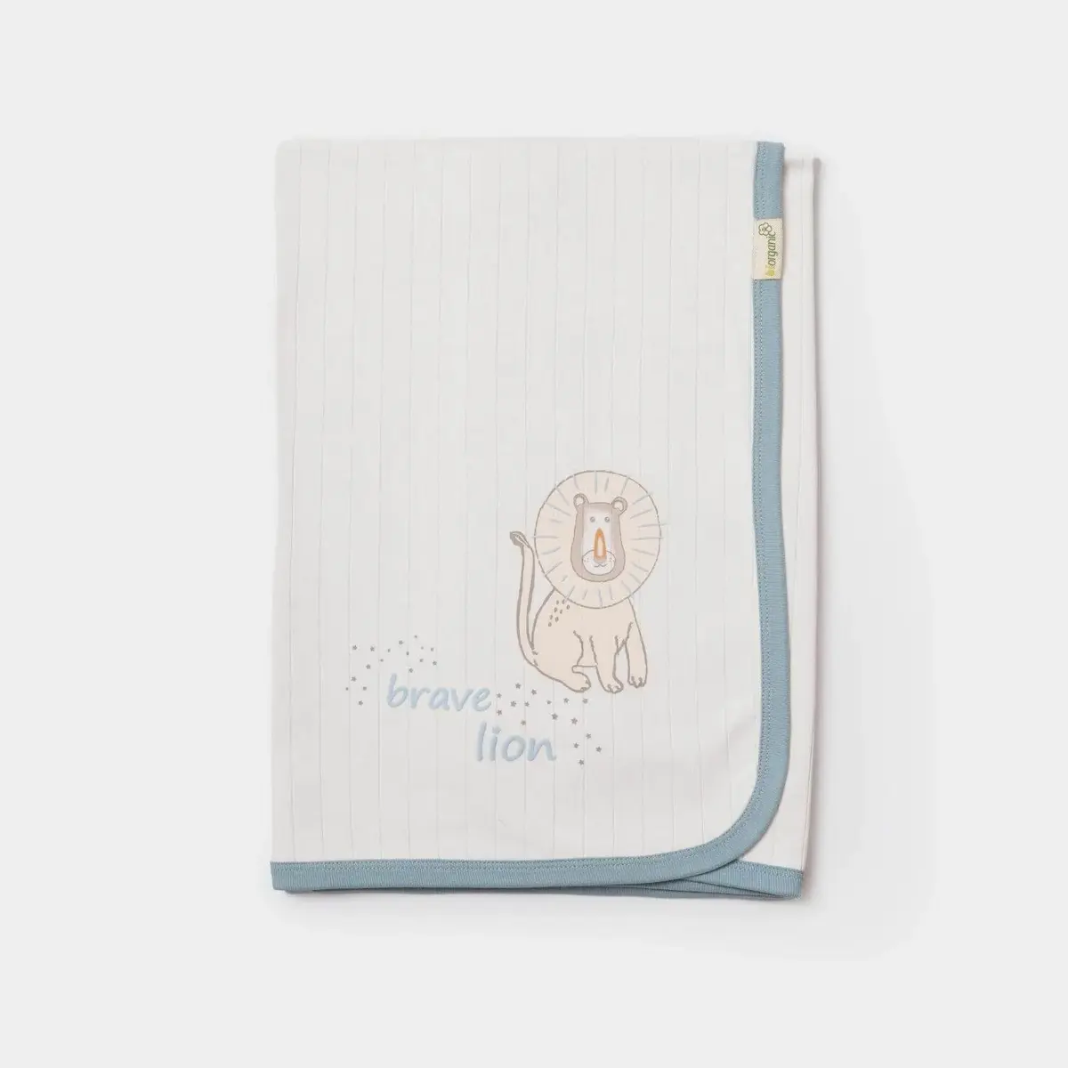 Bibaby Organik Battaniye Brave Lion Ekru - Turkuaz