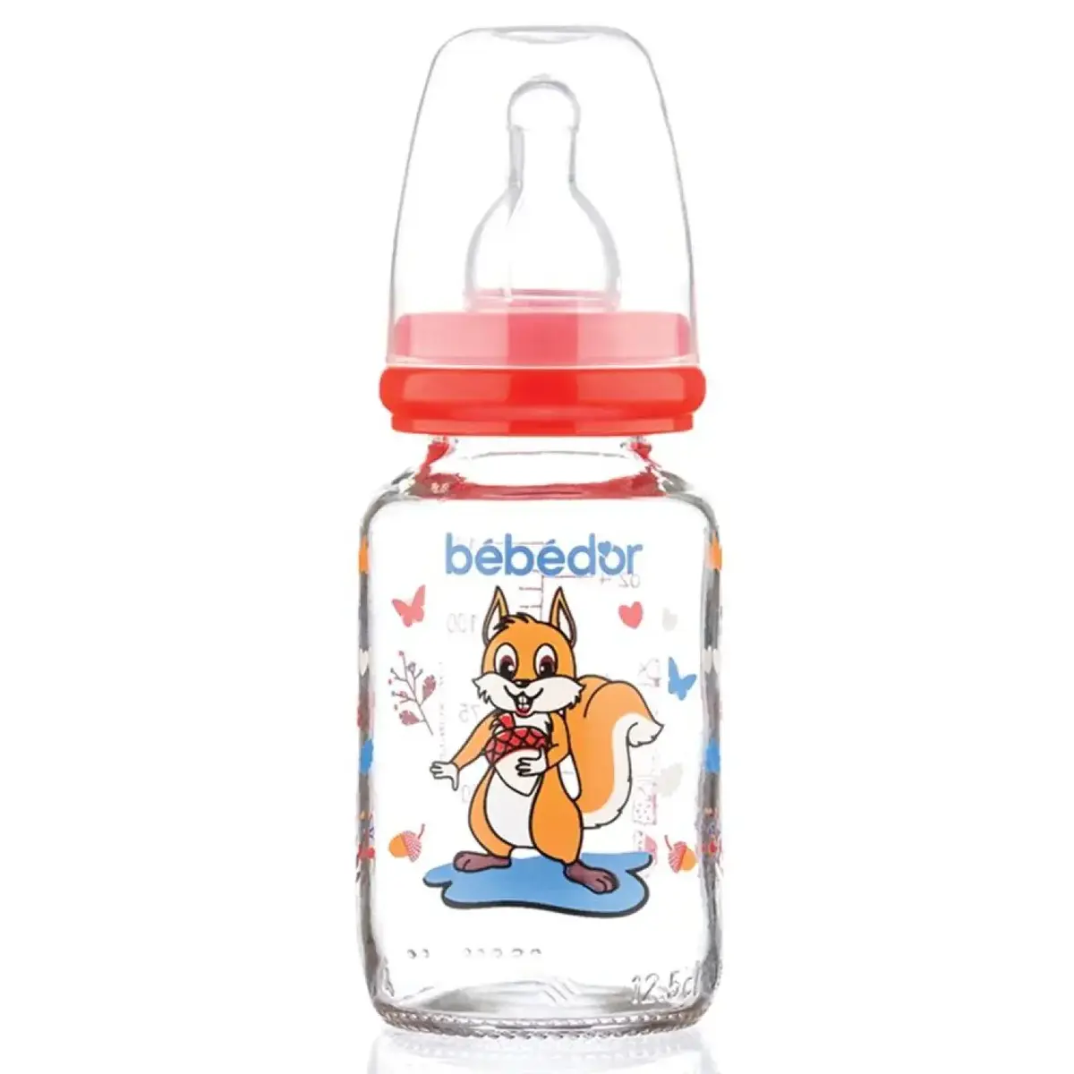 Bebedor Silikon Emzikli Desenli Cam Biberon 125 ml 0+ Ay