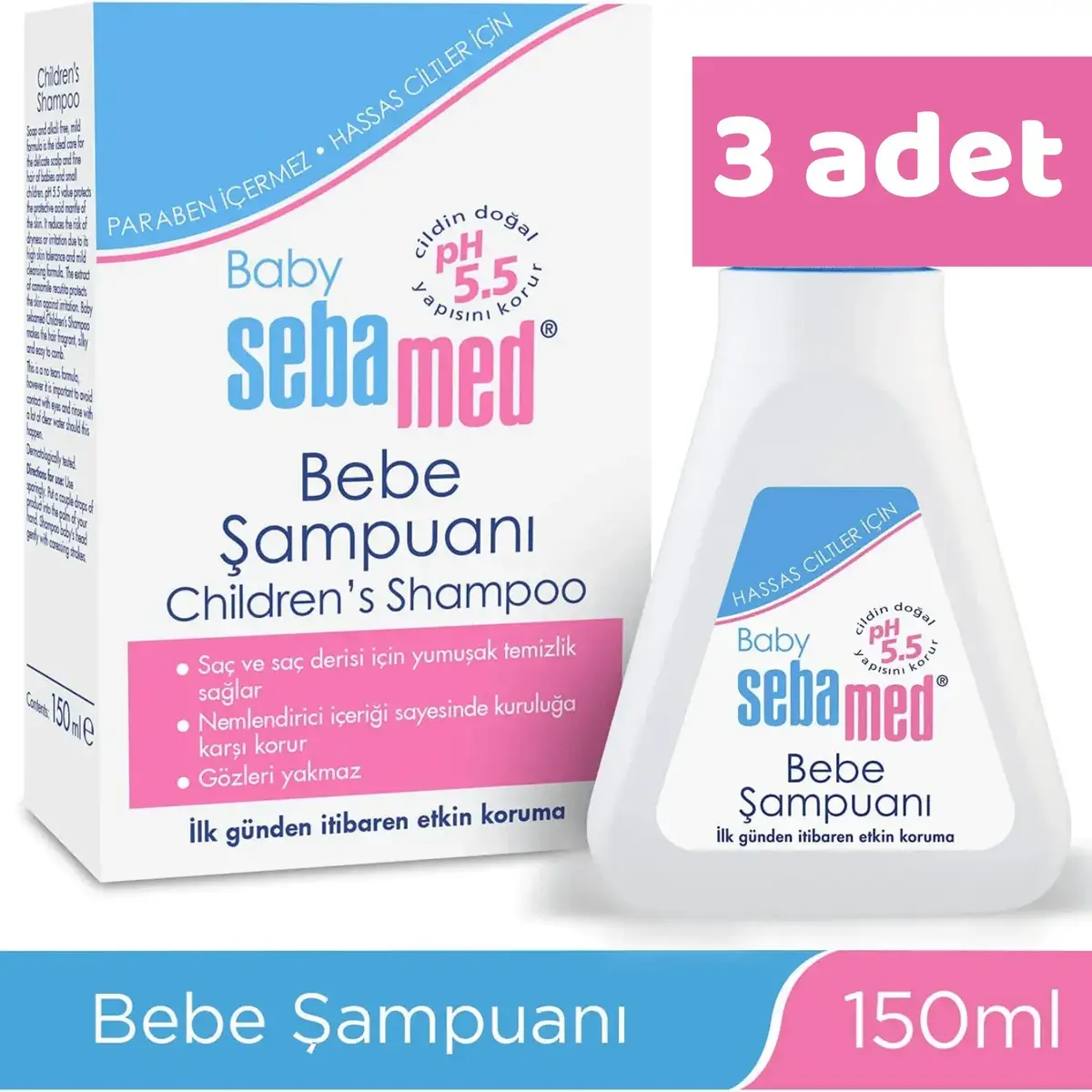 Sebamed Bebek Saç ve Vücut Şampuanı 150 ml x 3 Adet