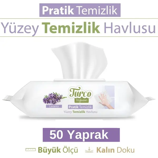 Baby Turco Doğadan Yer Temizlik Havlusu Lavanta 50li