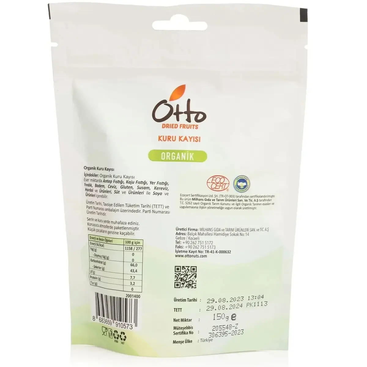 Otto Kayısı Organik 150 gr