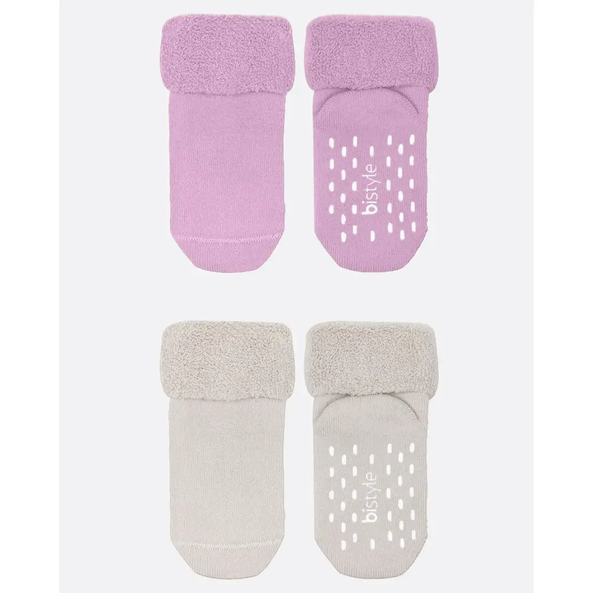 Bistyle Çorap Soket Havlu 2li Kaymaz Basic Girl Gül Kurusu - Natural