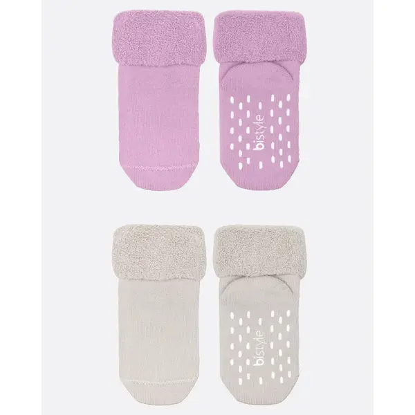 Bistyle Çorap Soket Havlu 2li Kaymaz Basic Girl Gül Kurusu - Natural