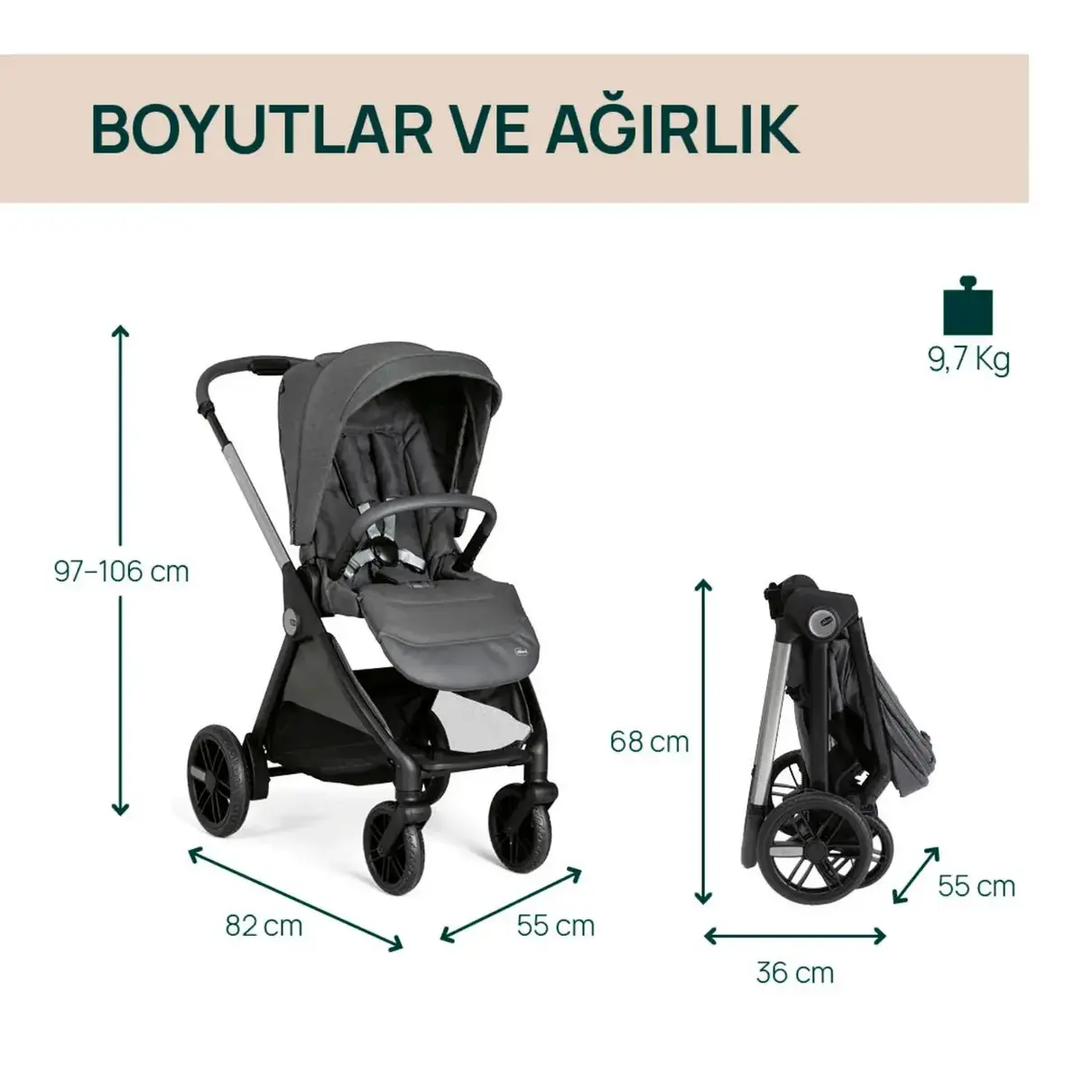 Chicco Bellagio 2.0 Bebek Arabası Black Satin