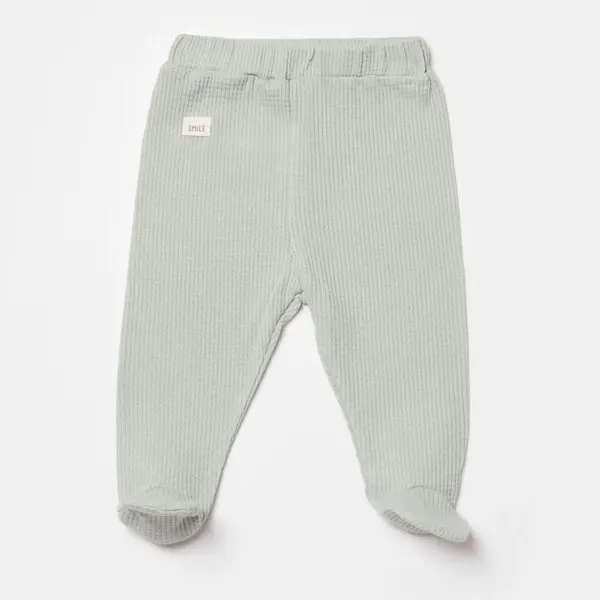 Bibaby Organik Pantolon Patikli Waffle Smile Mint
