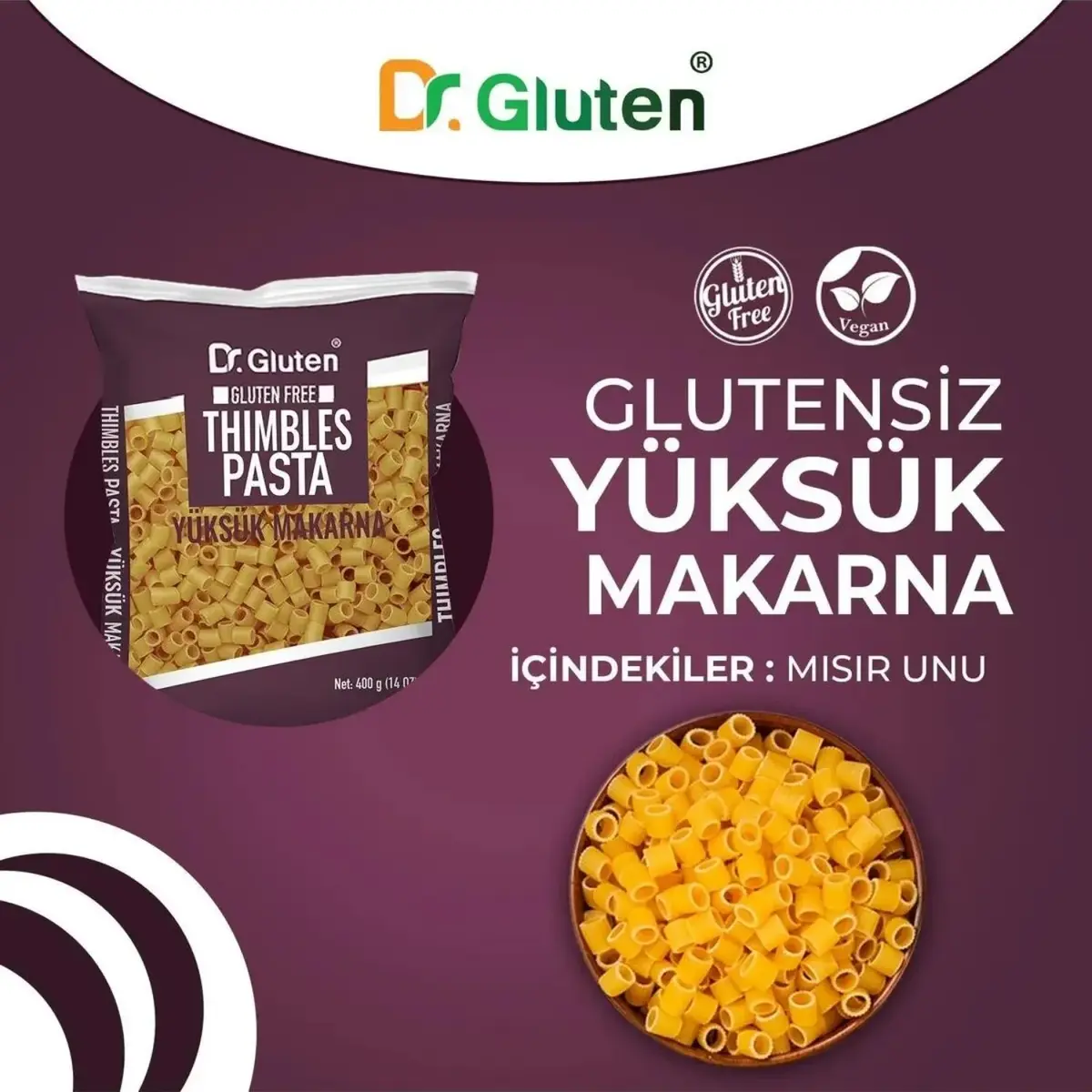 Dr.Gluten Glutensiz Yüksük Makarna 400 Gr