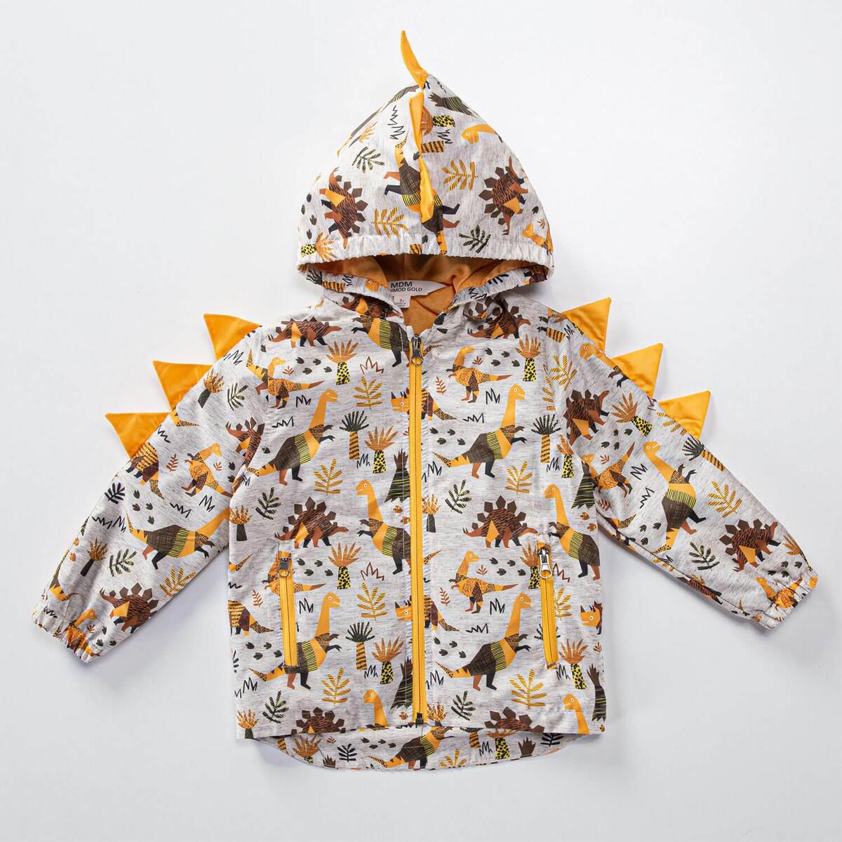 Midimod Yağmurluk Dinazor Baskılı Hardal