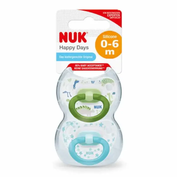 Nuk Happy Days Silikon Emzik 2li 6+ Ay Erkek