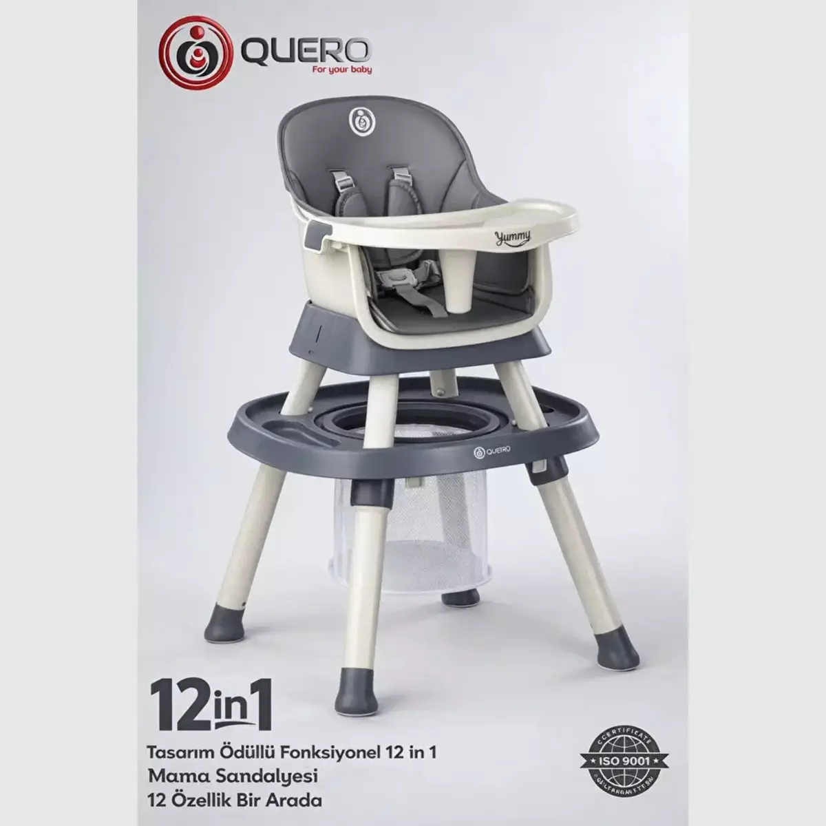 Quero Yummy 12 in 1 Fonksiyonel Mama Sandalyesi Antrasit
