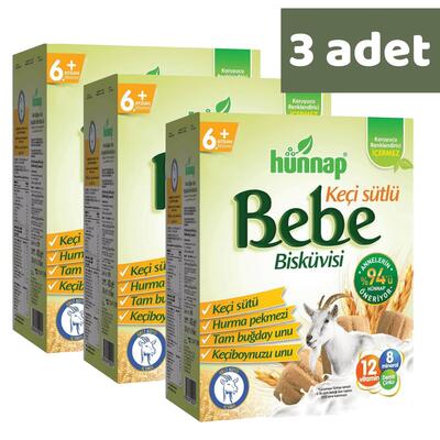 Hünnap Keçi Sütlü Bebek Bisküvisi 400 gr x3