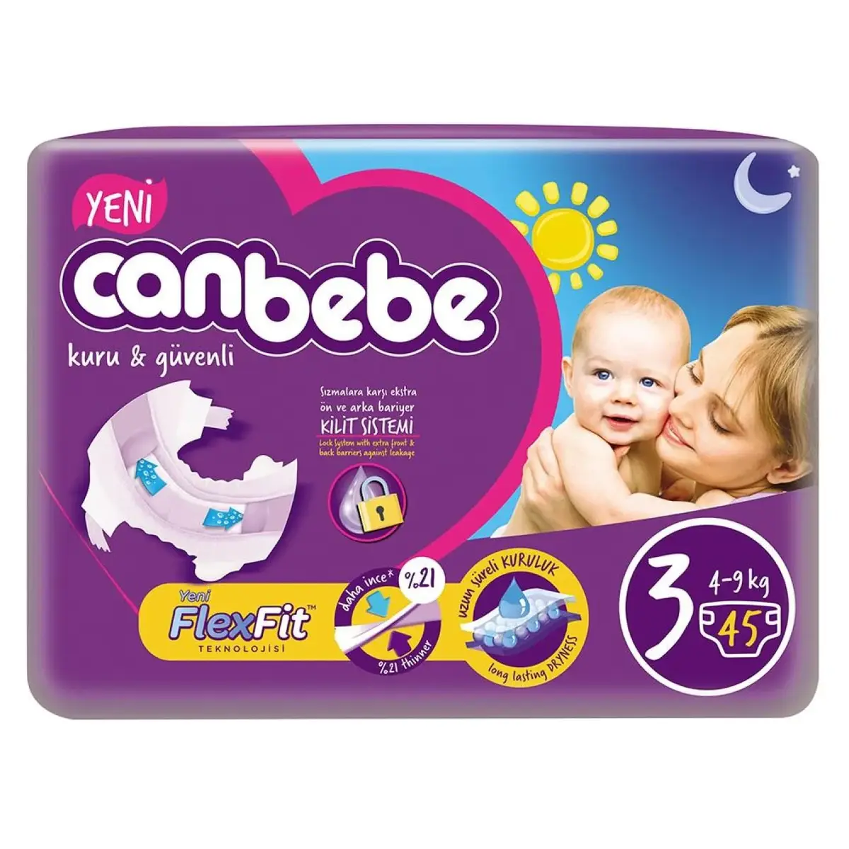 Canbebe Bebek Bezi 3 Beden Midi 4-9 Kg 45li Jumbo Avantaj Paket