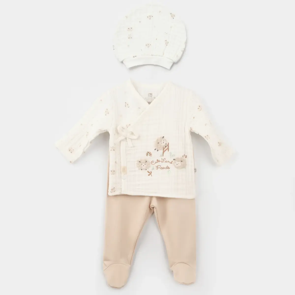 Bibaby Zıbın Takımı 3lü Lamb Friends Bej Bibaby Zıbın Takımı 3lü Lamb Friends Bej